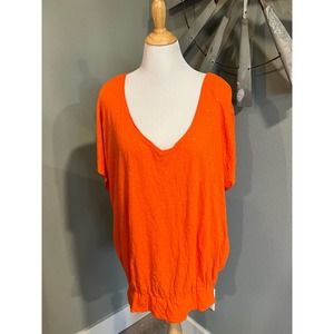 Lane Bryant Tangerine Orange Embellished Slub Tee 26/28 NWT